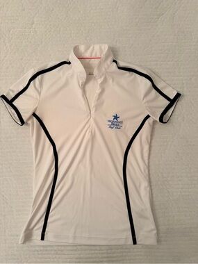 Greg Norman Collection White Swim Top with Black Trim